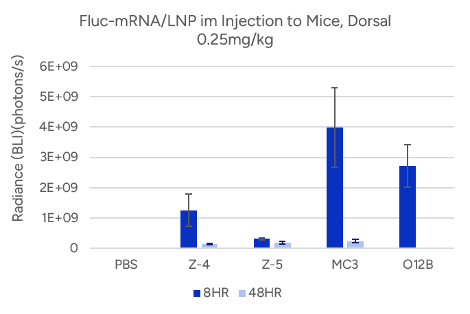 Delivery of Fluc mRNA-LNP into Mice via IM Injection, Dorsal Pose 