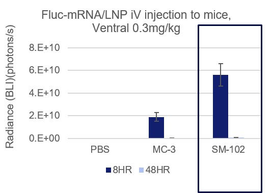 Delivery of Fluc-mRNA/LNP into Mice via iV Injection, Ventral Pose 